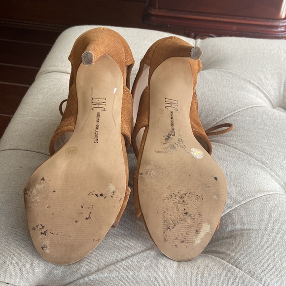 INC Camel Suede Strappy Open-Toe heels - Picture 5 of 5